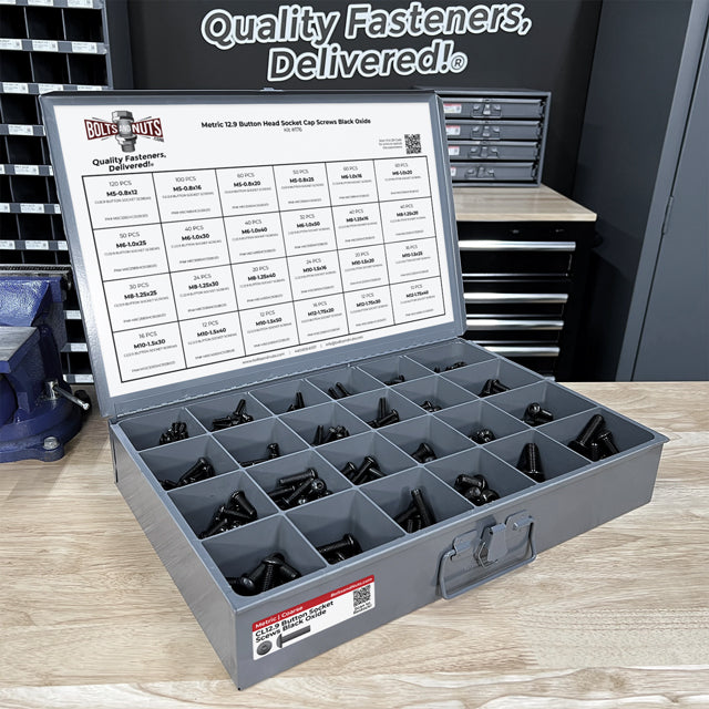 Metric 12.9 Alloy Allen Button Head Socket Cap Screws Bolts Black Oxide Assortment - 905 PCS