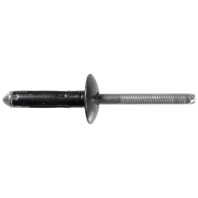 1/4" Split Type Rivet, 3/16"-3/8" Grip, Black Aluminum Body, Aluminum Mandrel, 11/16" Flange Diam