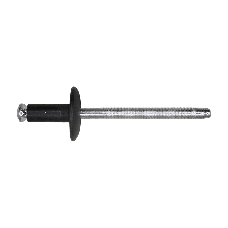3/16" Heat Shield Rivet, 3/64"-13/64" Grip, Black Aluminum Body, Steel Mandrel