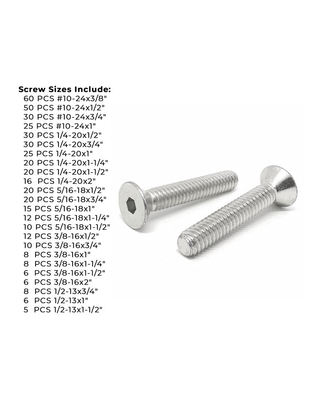 18-8 Stainless Steel Flat Socket Head Cap Screws Coarse Thread - 453 pcs