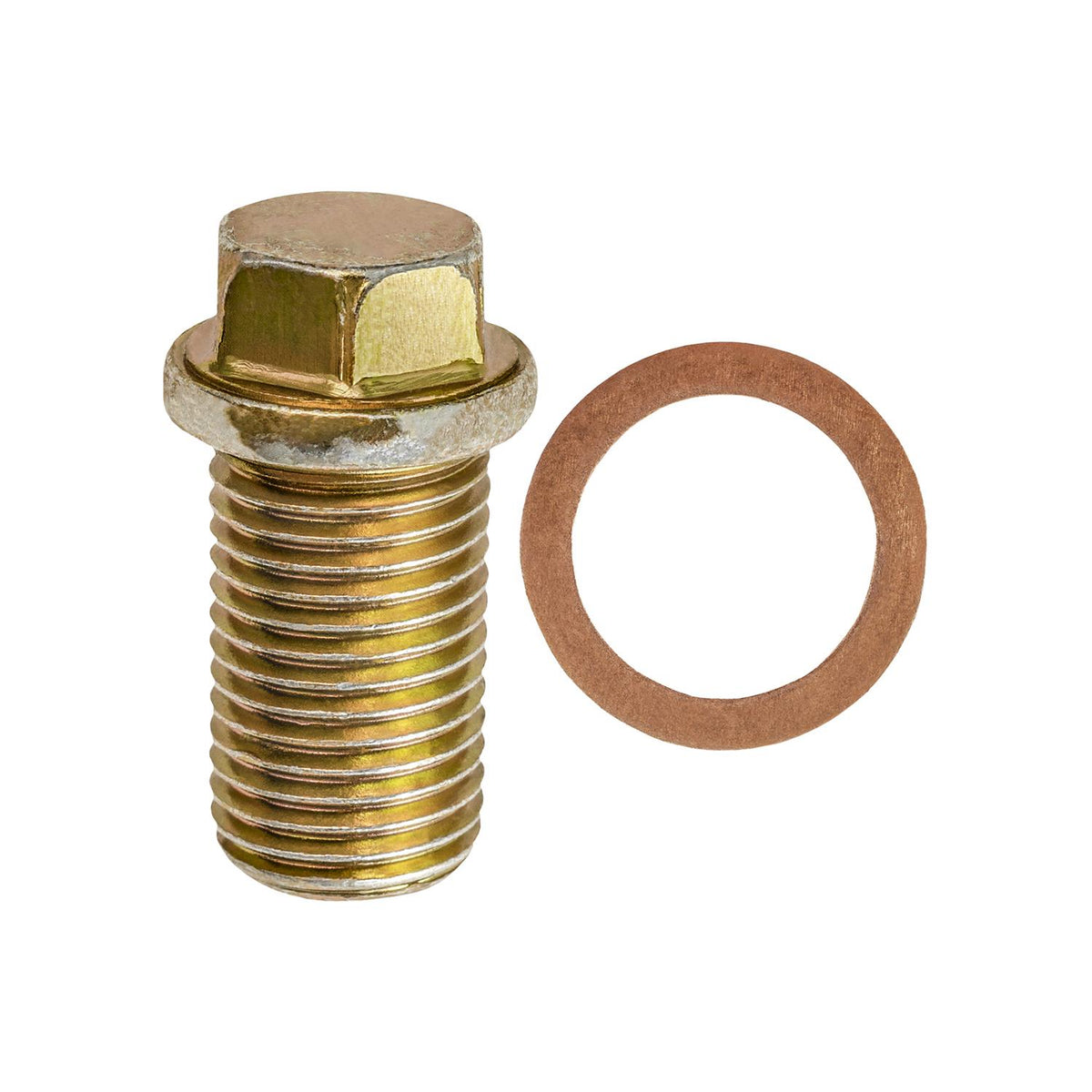 M14-1.5x24mm Oil Drain Plug with Gasket Threads, Yellow Zinc Chromate