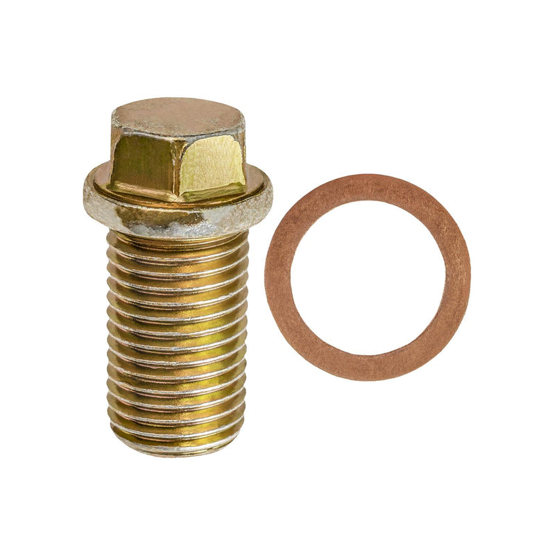 M14-1.5x24mm Oil Drain Plug with Gasket Threads, Yellow Zinc Chromate
