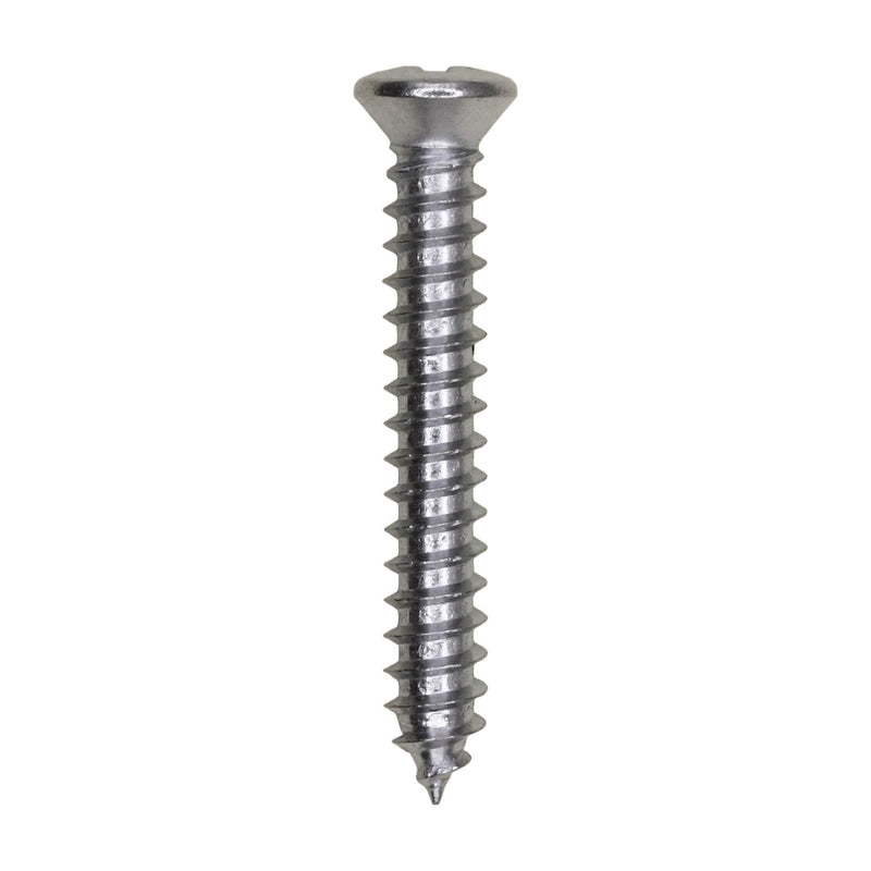 #8x1-1/8" Phillips Oval Head Tapping Screw, Type A/AB, Chrome