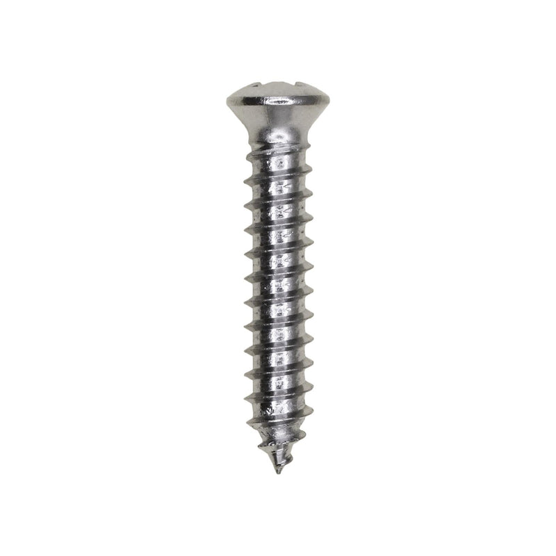 #10x1" Phillips Oval Head Tapping Screw, Type A/AB, Chrome, #6
