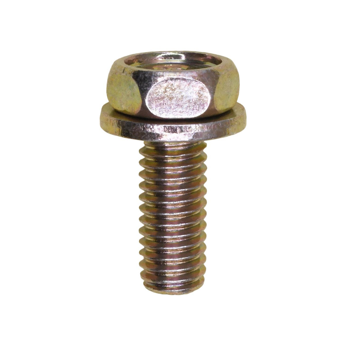 M8-1.25x45mm Hex Head SEMS Bolt Class 8.8, 17mm Washer, Yellow Zinc Dichromate