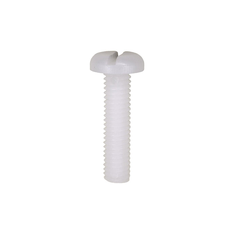 M6-1.0x25mm Slotted Pan Head License Plate Screw, Nylon
