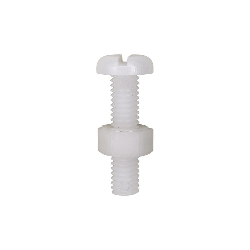 M6-1.0x25mm Slotted Pan Head License Plate Screw And Nut, Nylon