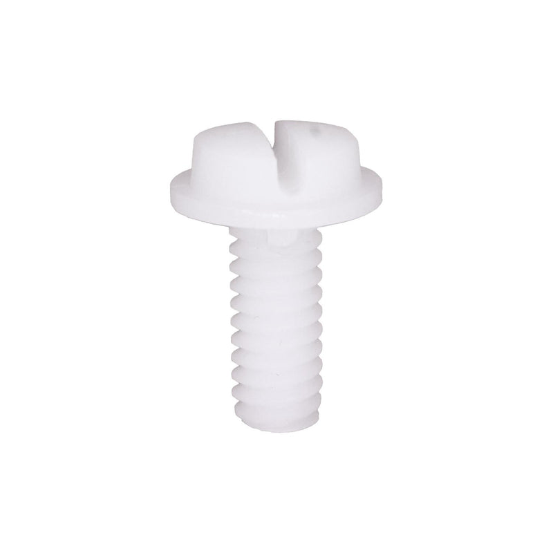 1/4"-20x5/8" Slotted Truss Head License Plate Screw, 19/32" Washer, Nylon