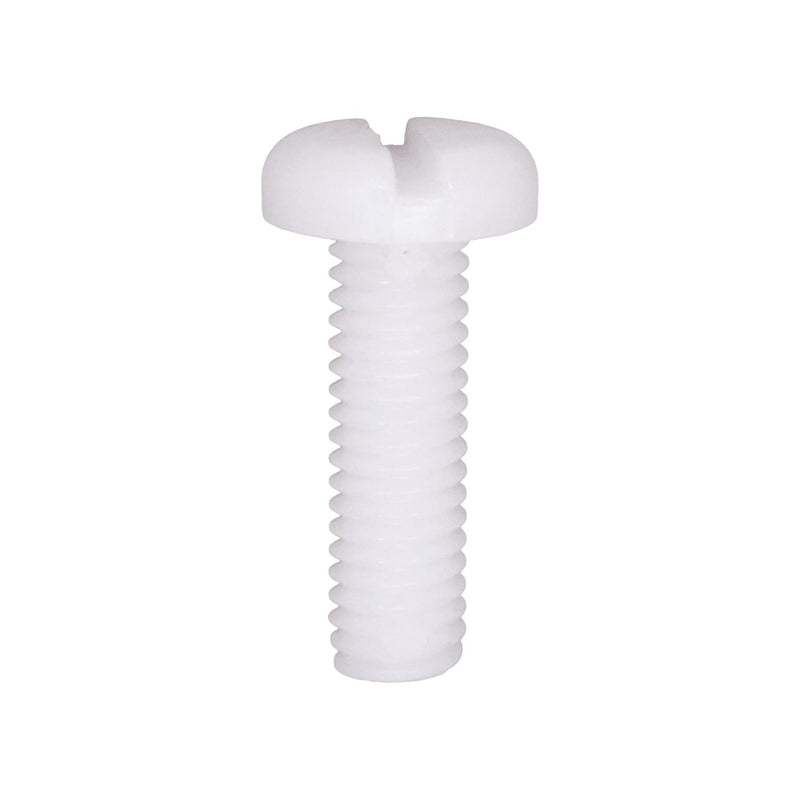 M6-1.0x20mm Slotted Pan Head License Plate Screw, Nylon