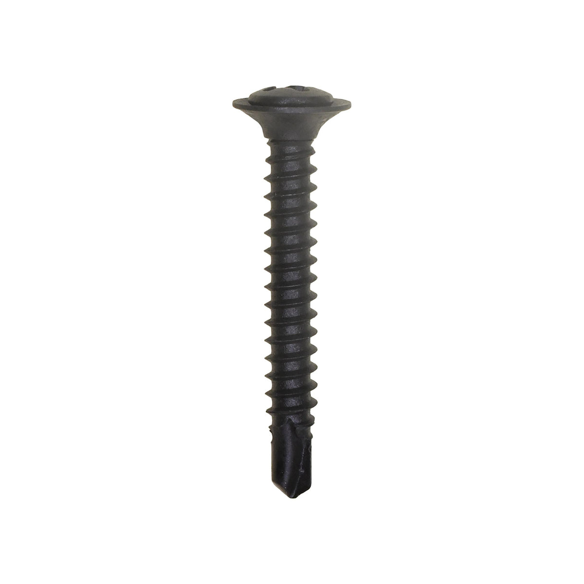 #8x1-1/4" Phillips Oval Head SEMS Teks Tapping Screw, Type 2 Self-Drilling Tek, Black Phosphate