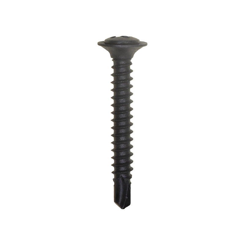 #8x1-1/4" Phillips Oval Head SEMS Teks Tapping Screw, Type 2 Self-Drilling Tek, Black Phosphate