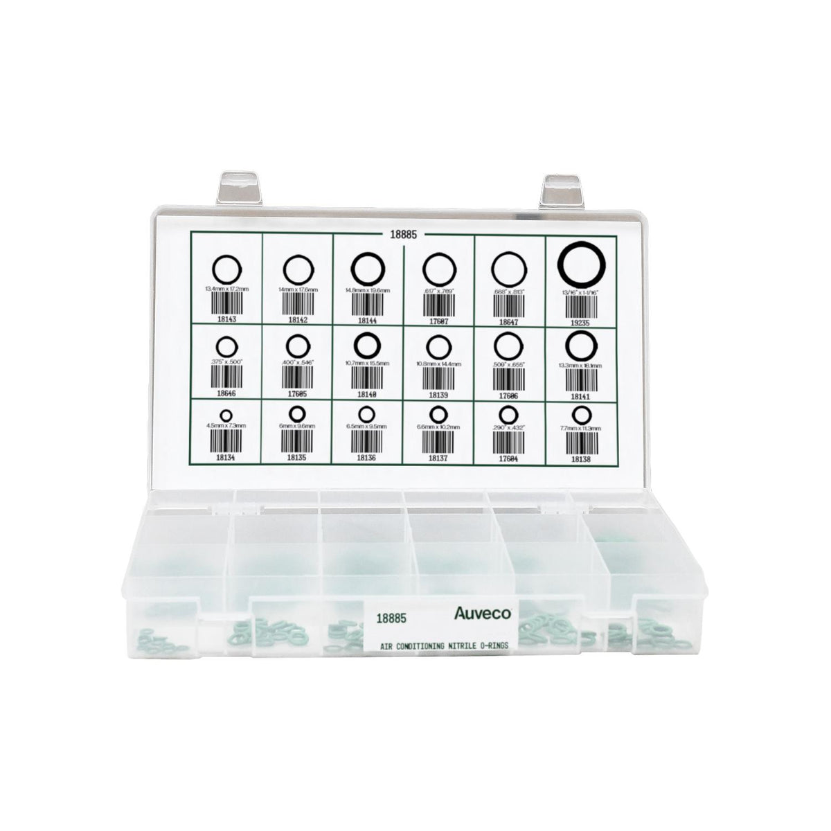 Nitrile Air Conditioner O-Ring Kit Assortment, 18 Varieties - 203 Pieces