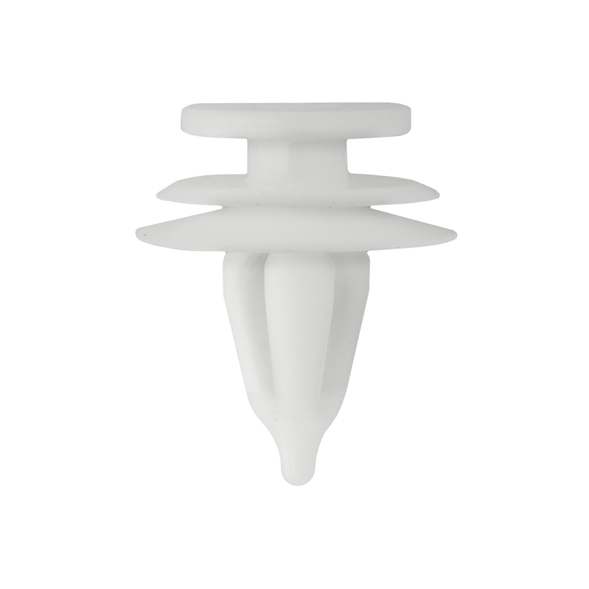 5/16"x9/16" White Nylon Triple Head Door Trim Panel Christmas Tree Retainer, 23/32" Head
