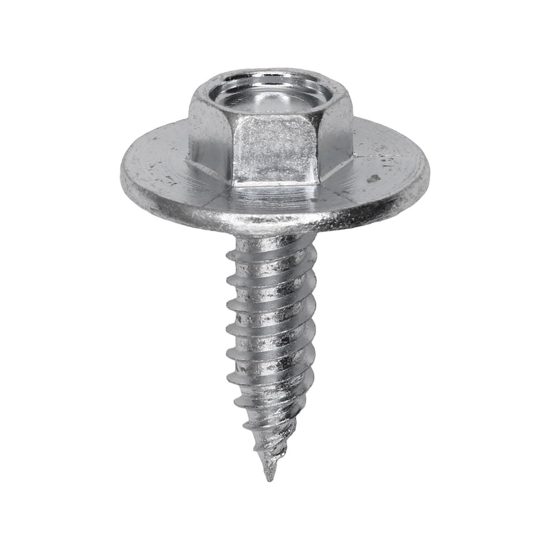 #14x7/8" Hex Head Washer Tapping Screw, 13/16" Washer, Zinc Organic
