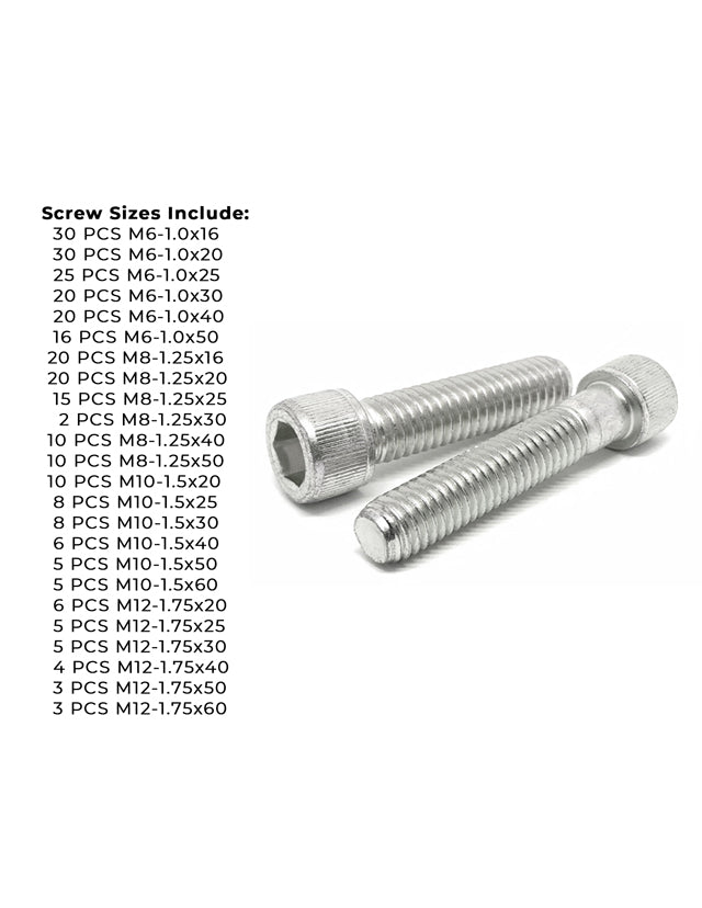 Metric A4 Stainless Steel Allen Socket Head Cap Screws Bolts Assortment - 306 PCS