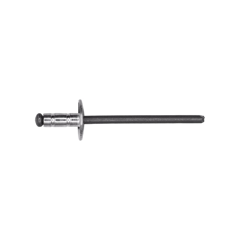 1/8"x21/64" Silver Large Dome Head Multi-Grip Rivet, 1/32"-3/16" Grip, Aluminum Body, Steel Mandrel