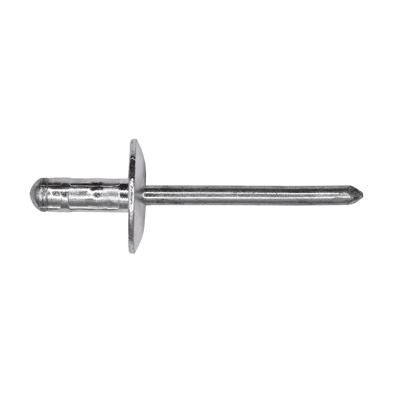 3/16"x7/16" Silver Large Dome Head Multi-Grip Rivet, 1/16"-1/4" Grip, Aluminum Body, Steel Mandrel