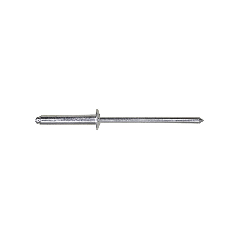 1/8"x41/64" Silver Dome Head Panel Blind Steel Rivet, 3/8"-1/2" Grip, Steel Body, Steel Mandrel