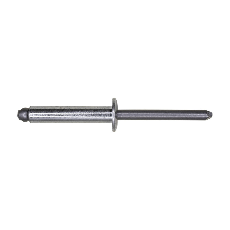 1/4"x1-15/64" Silver Dome Head Panel Blind Steel Rivet ", 7/8"-1" Grip, Steel Body, Steel Mandrel