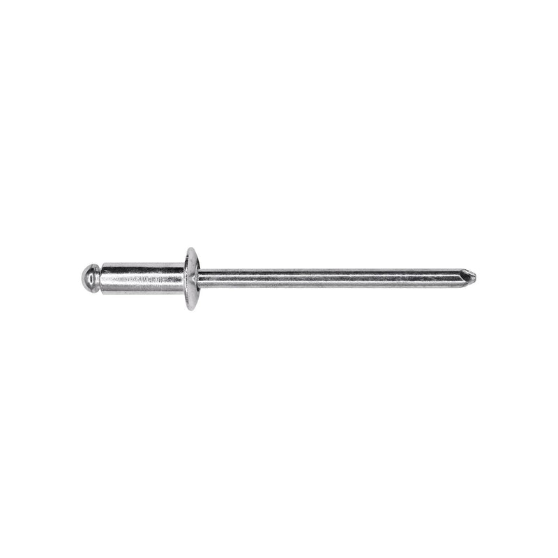 5/32"x27/64" Silver Dome Head Panel Blind Aluminum Rivet, 3/16"-1/4" Grip, Aluminum Body, Steel Mandrel