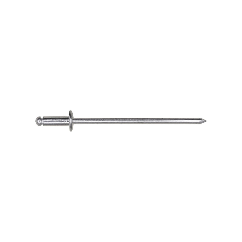 3/32"x15/64" Silver Dome Head Panel Blind Aluminum Rivet, 1/32"-1/8" Grip, Aluminum Body, Aluminum Mandrel