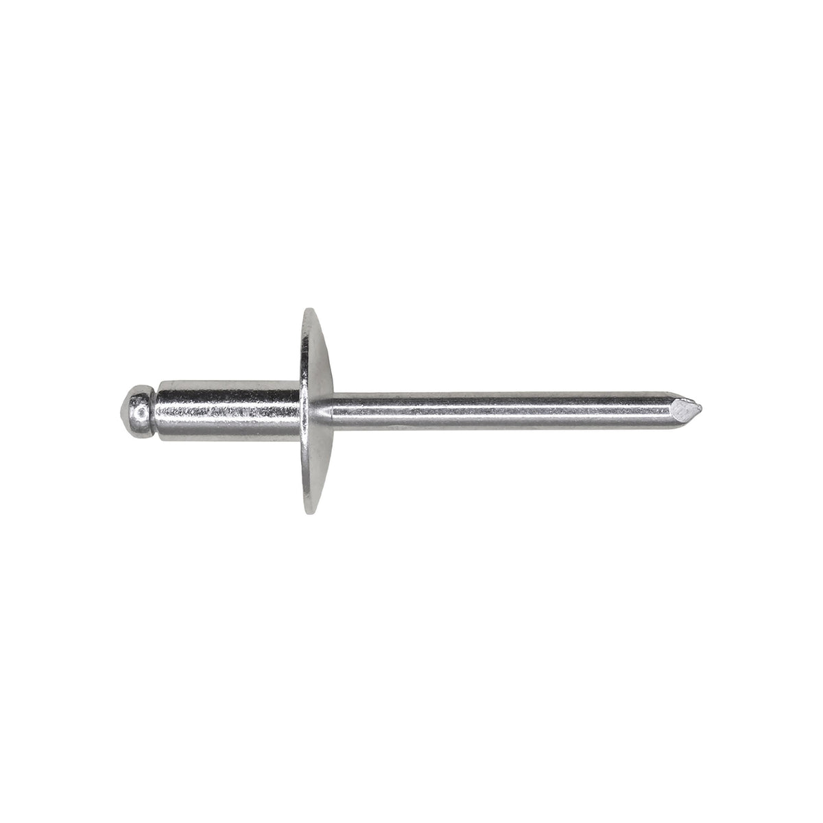 3/16"x7/16" Silver Large Dome Head Panel Blind Aluminum Rivet, 1/8"-1/4" Grip, Aluminum Body, Aluminum Mandrel