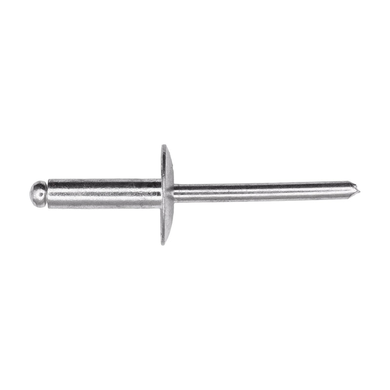 3/16"x11/16" Silver Large Dome Head Panel Blind Aluminum Rivet, 3/8"-1/2" Grip, Aluminum Body, Aluminum Mandrel