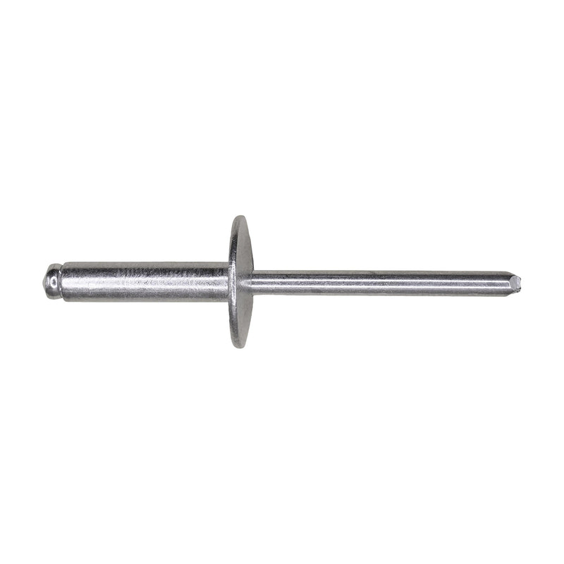 3/16"x13/16" Silver Large Dome Head Panel Blind Aluminum Rivet, 1/2"-5/8" Grip, Aluminum Body, Aluminum Mandrel