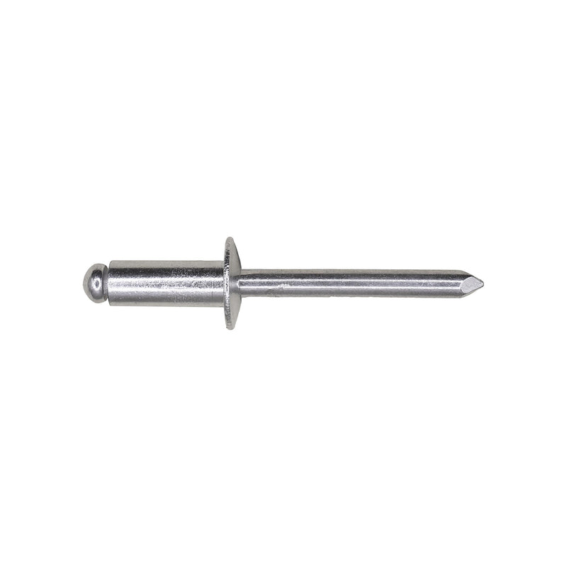 1/4"x39/64" Silver Dome Head Panel Blind Aluminum Rivet, 1/4"-3/8" Grip, Aluminum Body, Aluminum Mandrel