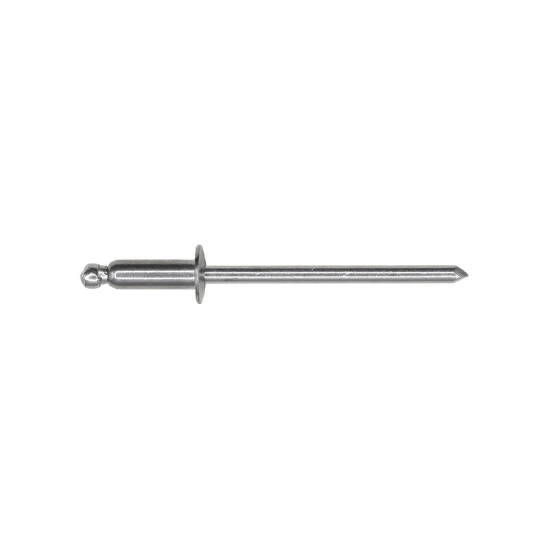 1/8"x25/64" Silver Dome Head Panel Blind Stainless Steel Rivet, 3/16"-1/4" Grip, Stainless Steel Body, Stainless Steel Mandrel