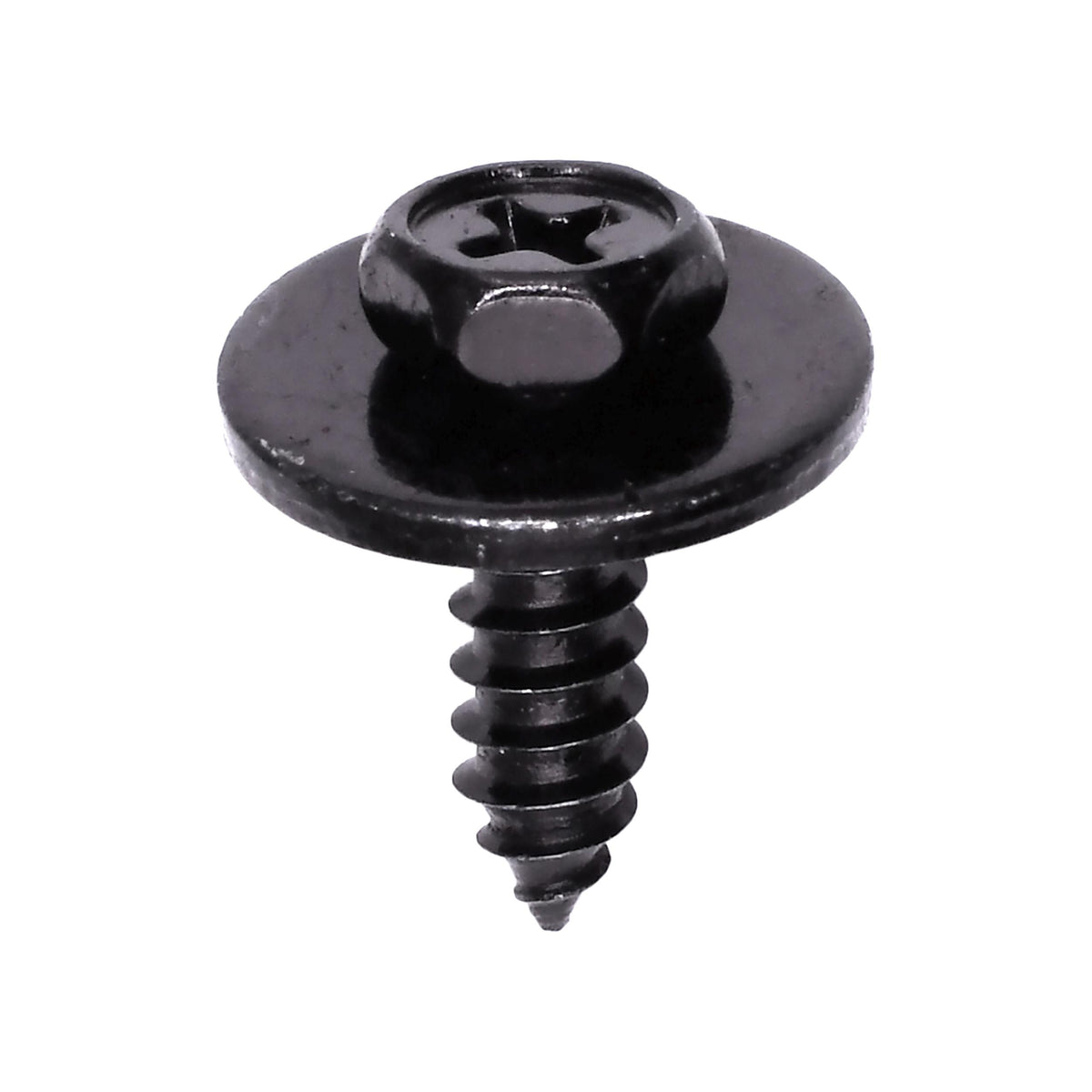M5-1.59x16mm Phillips Hex Head SEMS Tapping Screw, Type A/AB, 16mm Washer, Black Zinc