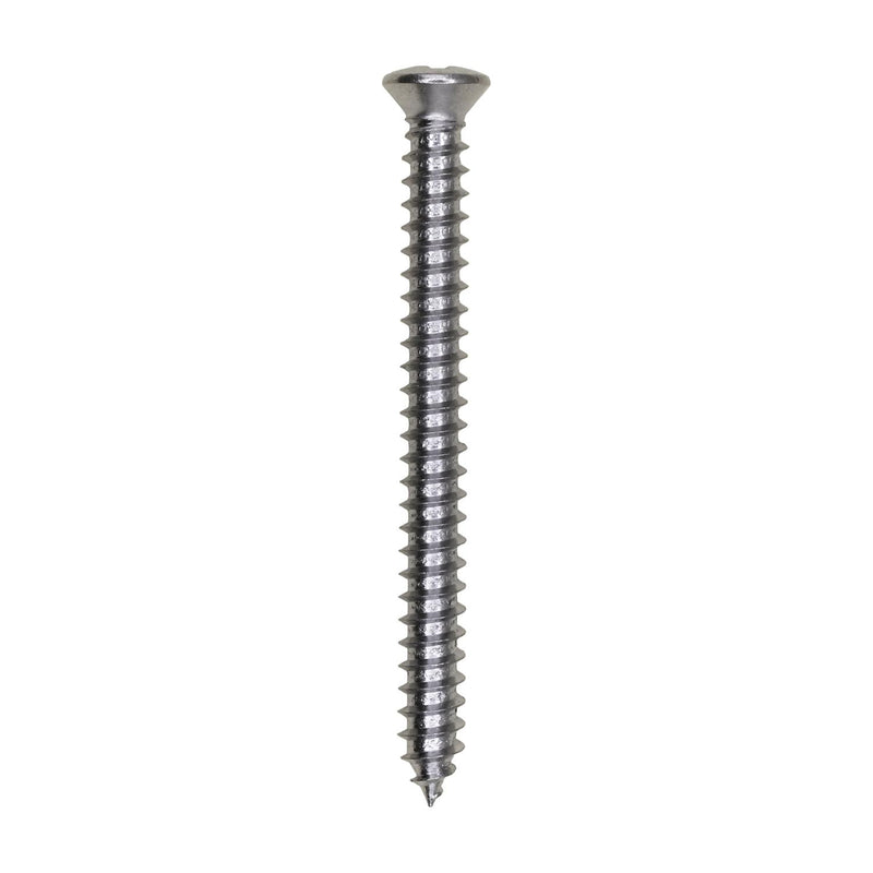 #8x1-3/4" Phillips Oval Head Tapping Screw, Type A/AB, Chrome
