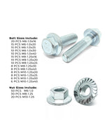 Metric Class 10.9 JIS Hex Flange Bolts & Nuts Assortment - 248 PCS