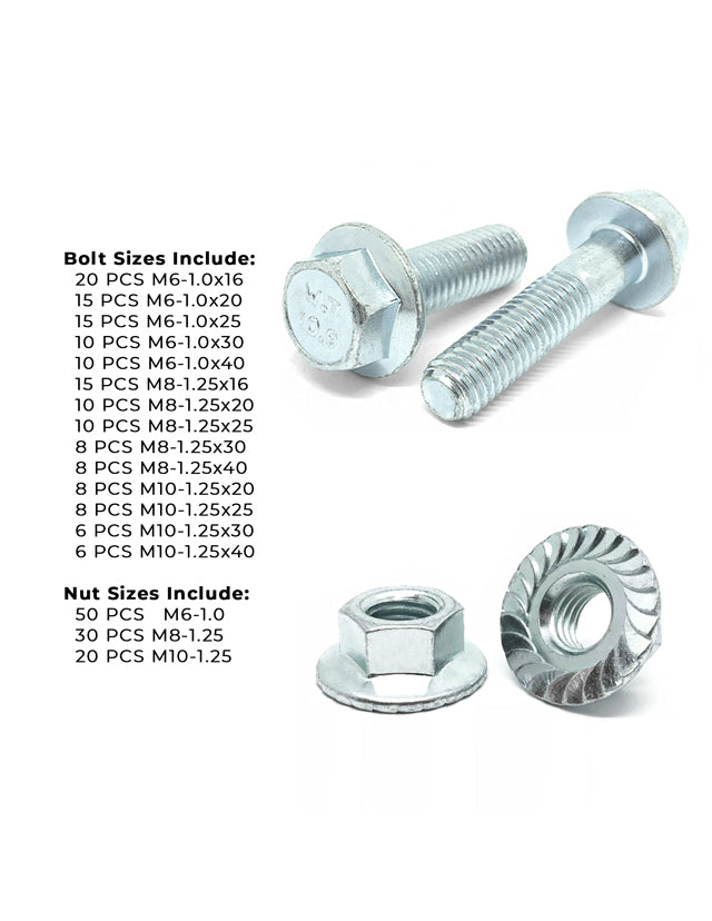 Metric Class 10.9 JIS Hex Flange Bolts & Nuts Assortment - 248 PCS