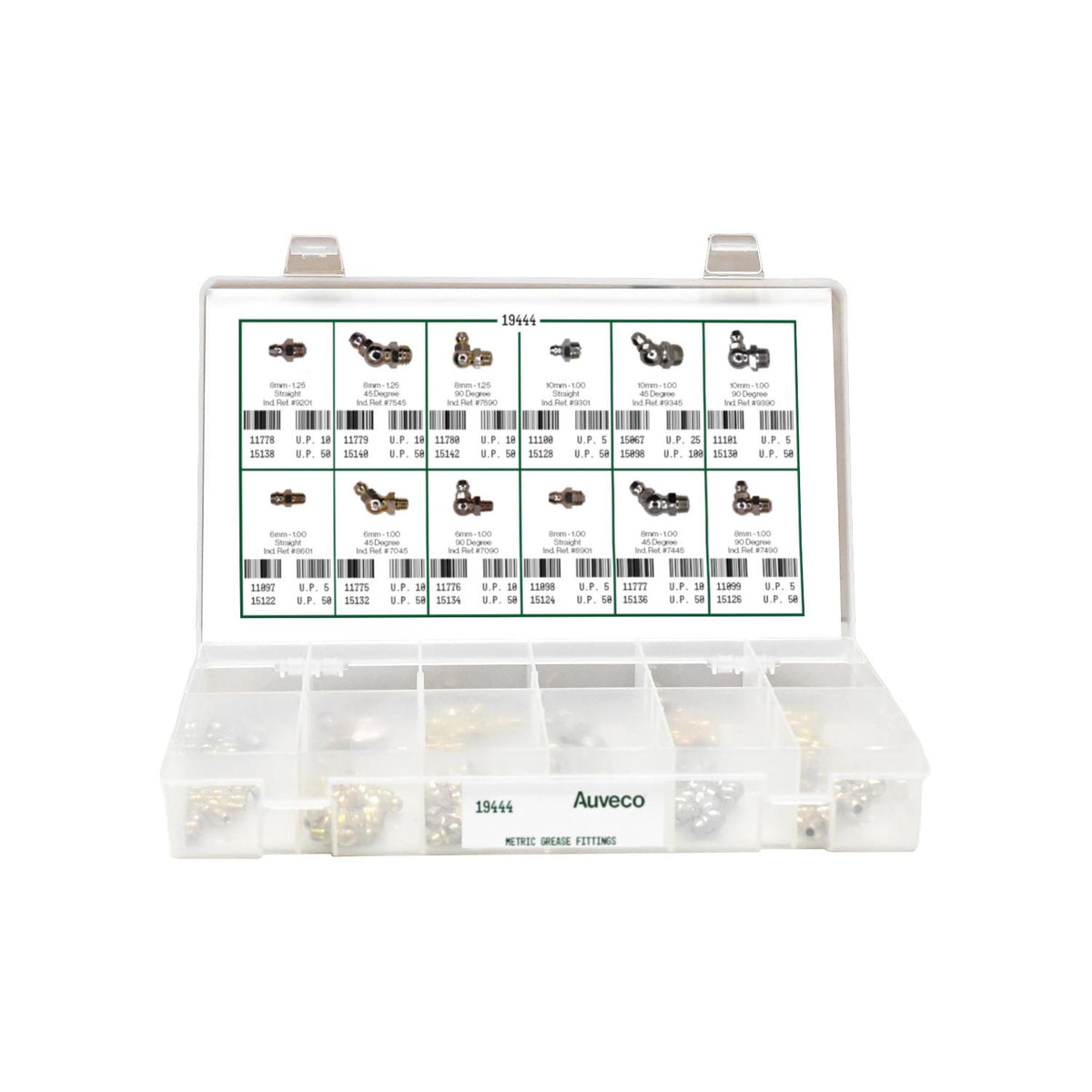 Metric Grease Fitting Kit Assortment, 12 Varieties - 89 Pieces