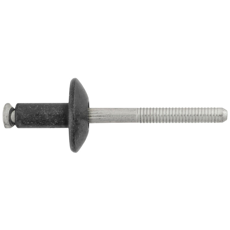 1/4" Peel-Type Rivet, 1/8"-21/64" Grip, Black Aluminum Body, Steel Mandrel