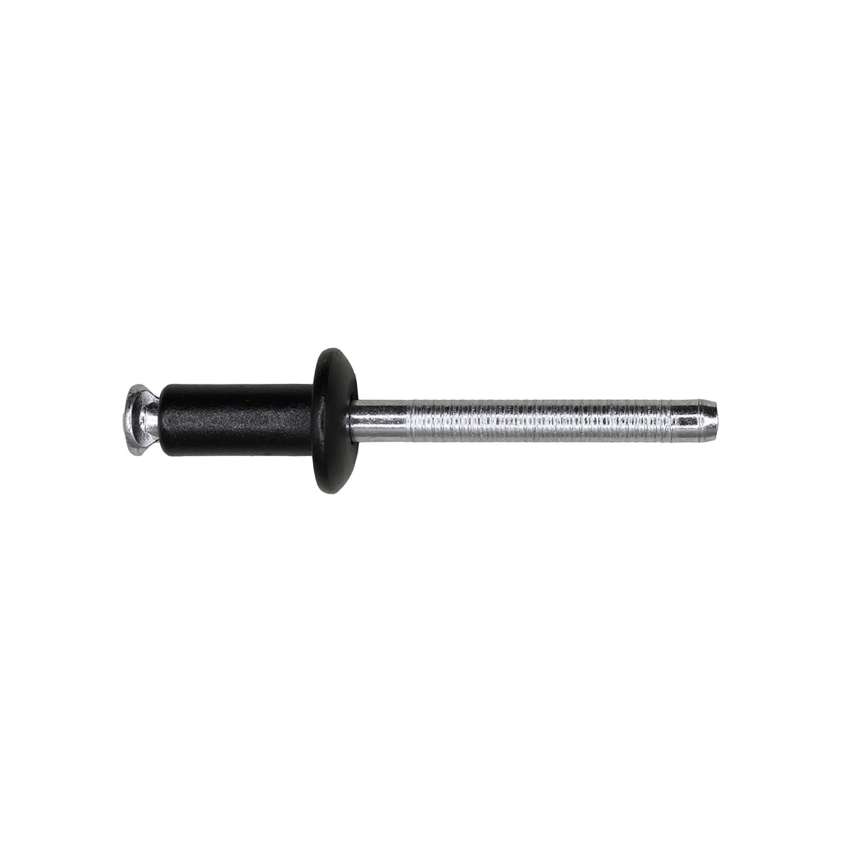 1/4" Peel-Type Rivet, 1/32"-7/32" Grip, Black Aluminum Body, Steel Mandrel