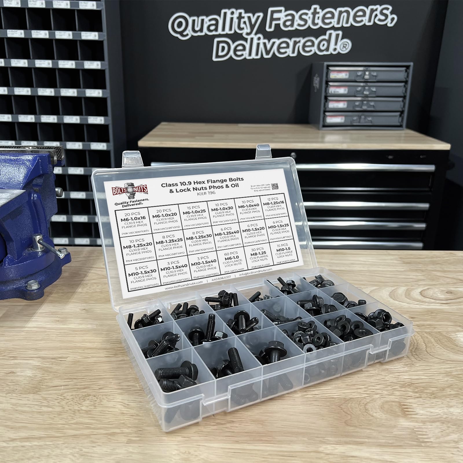 Metric Class 10.9 Hex Flange Bolts & Lock Nuts Assortment - 248 PCS