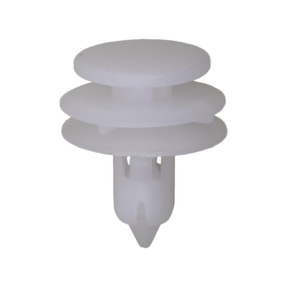 8.5mmx14mm White Nylon Triple Head Door Trim Panel Christmas Tree Retainer, 18mm Head