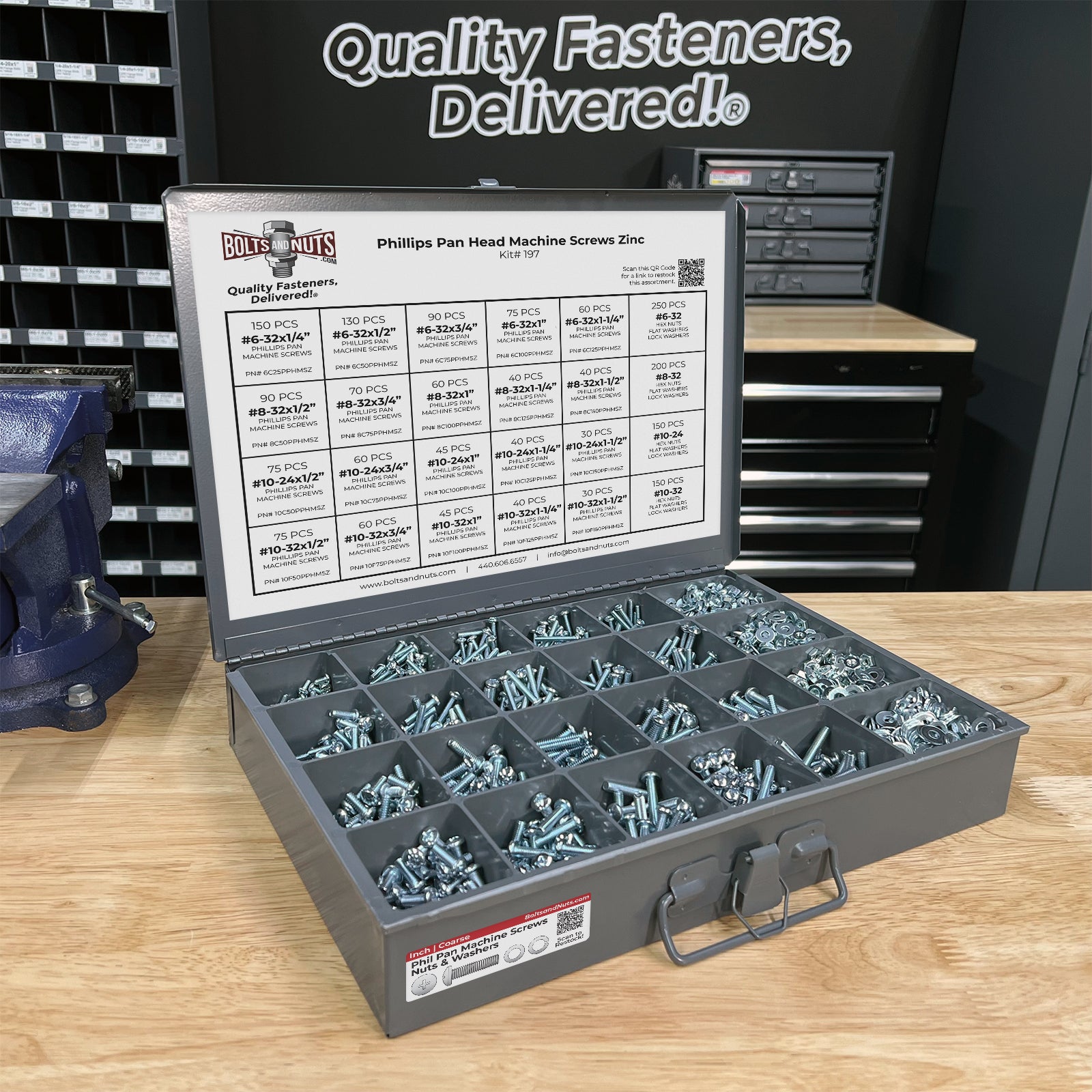 Inch Phillips Pan Head Machine Screws, Hex Nuts, Flat & Lock