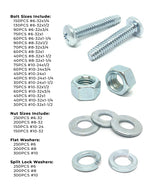 Inch Phillips Pan Head Machine Screws, Hex Nuts, Flat & Lock Washers - 3556 PCS
