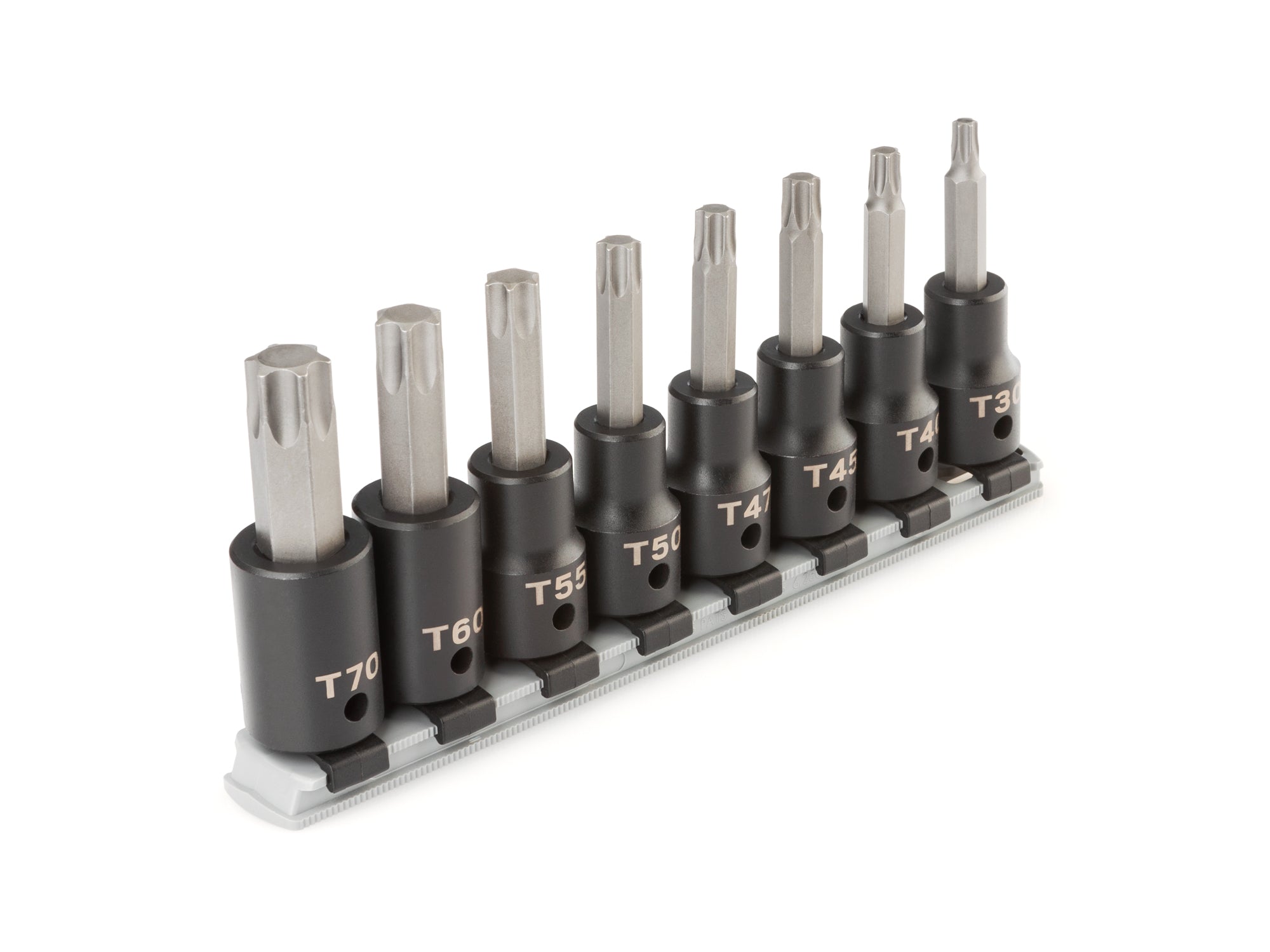 1/2 Inch Drive Torx Impact Bit Socket Set with Rail, 8-Piece (T30 - T70)
