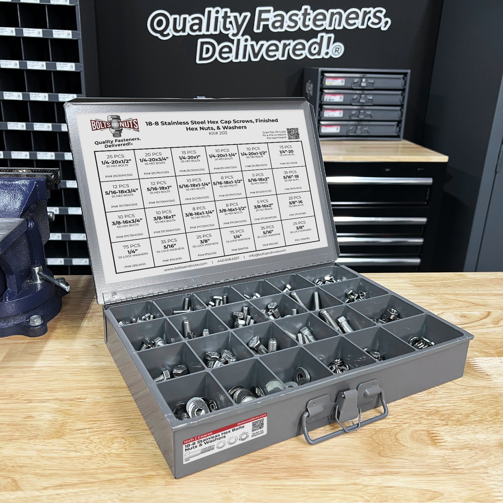 Inch 18-8 Stainless Hex Cap Screws, Hex Nuts, Flat & Lock Washers