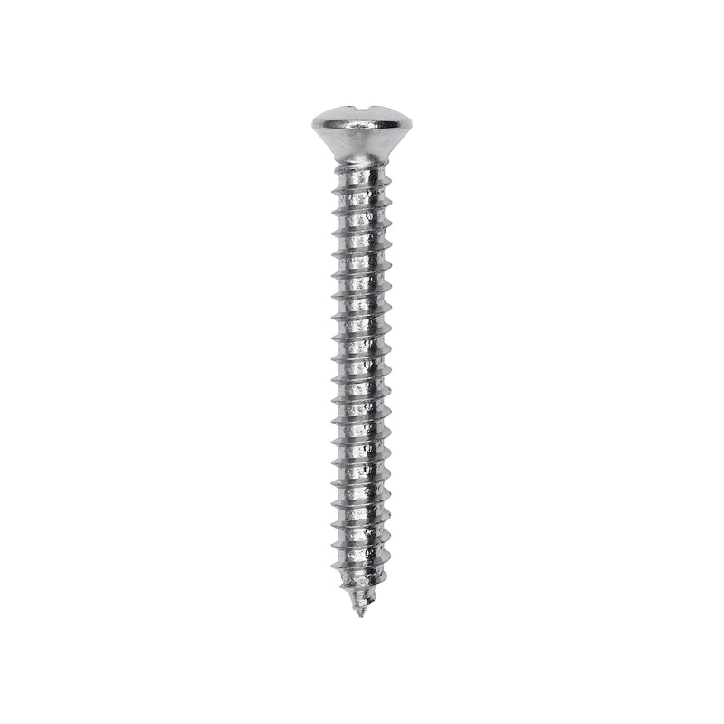 #10x1-1/2" Phillips Oval Head Tapping Screw, Type A/AB, Chrome, #8
