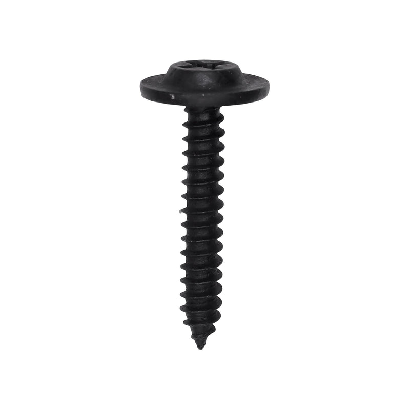 #8-18x1" Phillips Truss Head Round Washer Tapping Screw, Type A/AB, 1/2" Washer, Black Phosphate