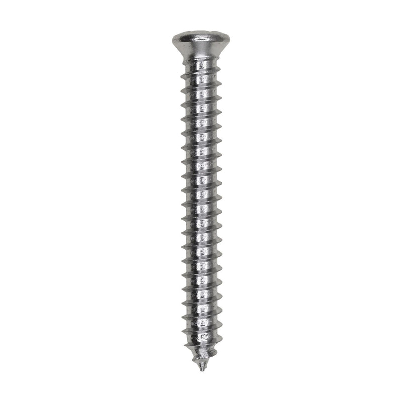 #10x1-1/2" Phillips Oval Head Tapping Screw, Type A/AB, Chrome, #6