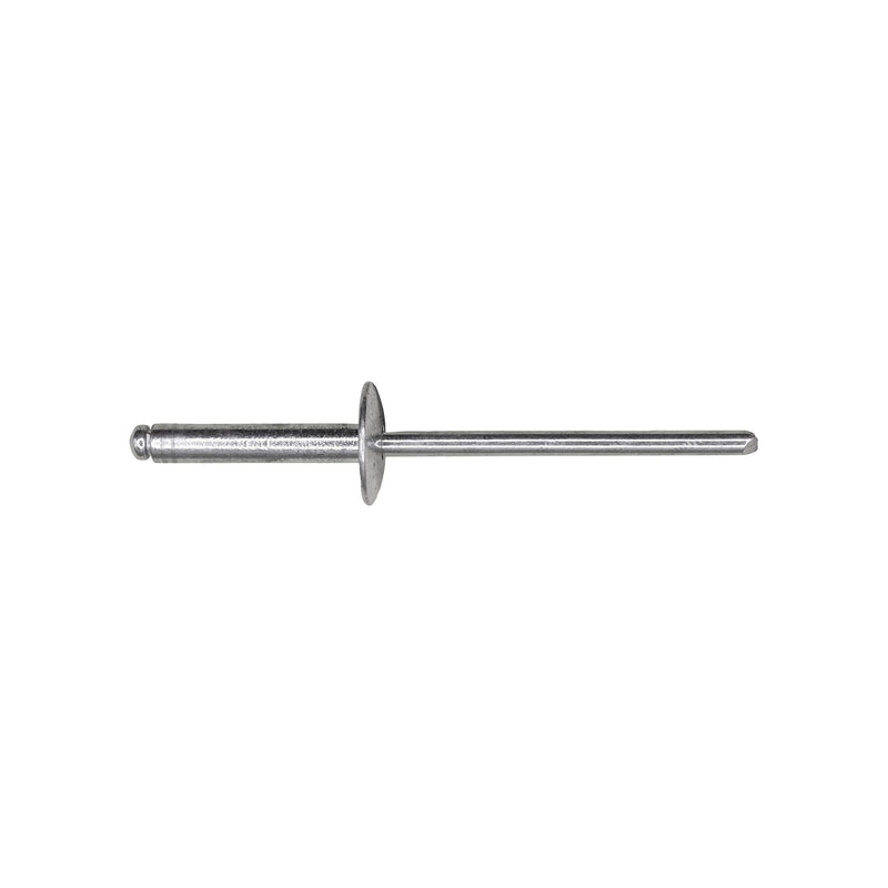 1/8"x5/8" Silver Large Dome Head Aluminum Rivet, 3/8"-1/2" Grip, Aluminum Body, Aluminum Mandrel
