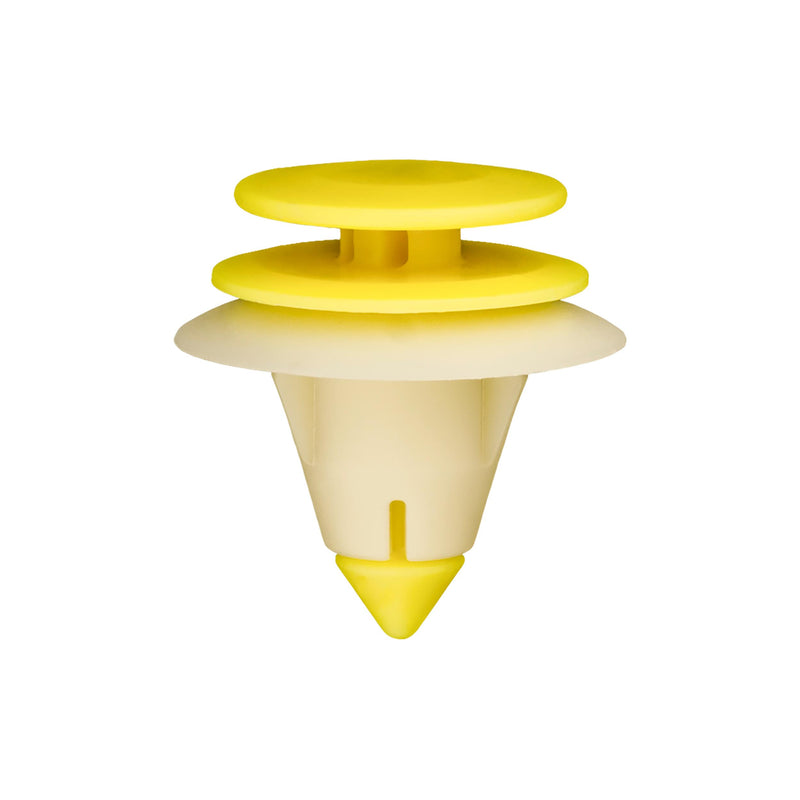 9mmx14mm Yellow & White Nylon Triple Head Door Trim Panel Christmas Tree Retainer, 20mm Head