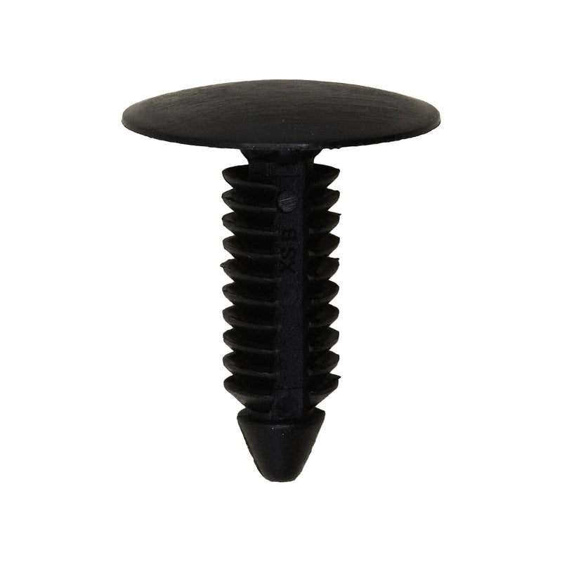 7.5mmx25mm Black Nylon Single Head Bumper Cover Christmas Tree Retainer, 21mm Head