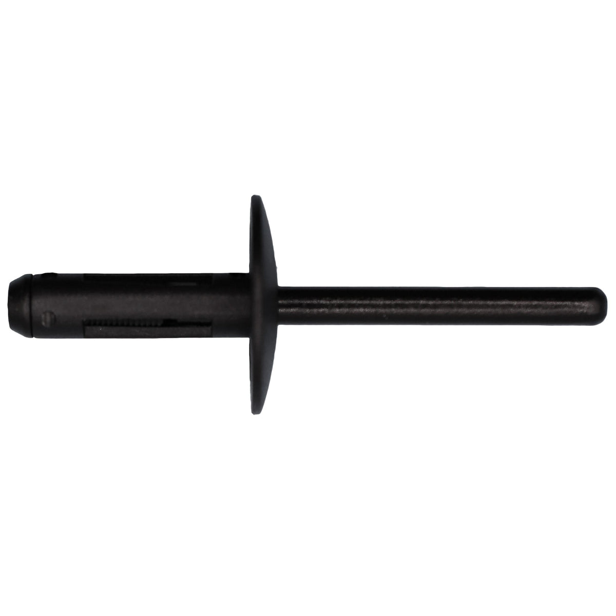 6mm Black Nylon Blind Rivet, 2.5mm - 4.8mm Grip Range, 53mm Overall Length
